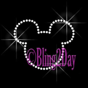 Mickey Outline - Custom Color Selection - Iron on Rhinestone Transfer Bling Hot Fix Mouse Kid Mom - DIY