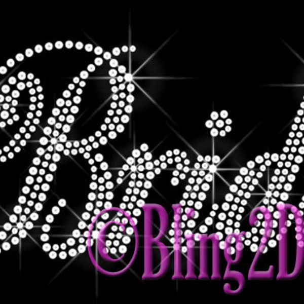 Bride - Large 8.75" X 4.5" Iron on Bride Rhinestone Transfer Bling Hot Fix Bridal Wedding - DIY Bride Shirts