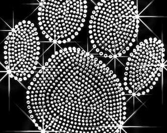 Large Custom Colored Paw Print 7" X 7" - Iron on Rhinestone Transfer Bling Hot Fix Color School Mascot Paw Print Mom - DIY Paw Print Shirts