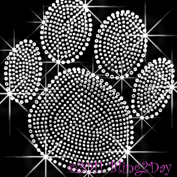 Large Custom Colored Paw Print 7" X 7" - Iron on Rhinestone Transfer Bling Hot Fix Color School Mascot Paw Print Mom - DIY Paw Print Shirts