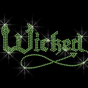 Wicked - Devil Tail - Custom Select Color - Iron on Rhinestone Transfer - Bling Hot Fix Halloween Holiday - DIY