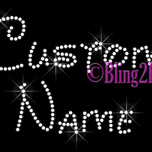Disney Font - Custom Name or Phrase - Custom Color Selection - Iron on Rhinestone Transfer Bling Font Hot Fix - DIY Rhinestone Letters