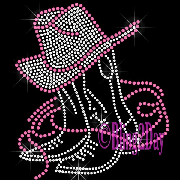 Boot & Hat - Cowboy Cowgirl - Pick Color- Iron on Rhinestone Transfer Bling Rhinestone iron on Western Motif Applique - DIY Rhinestone Shirt