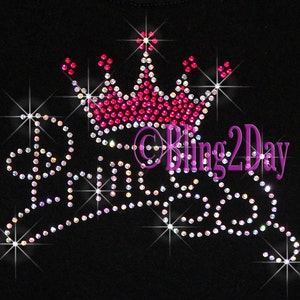 Princess Hot Pink Crown Iron on Rhinestone Transfer - Etsy