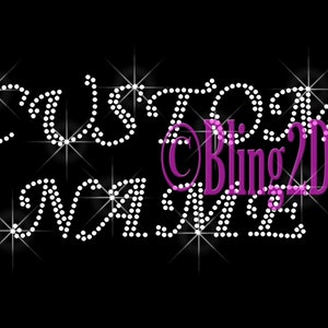 Cursive Font - Custom Name or Phrase - Custom Color Letters - Iron on Rhinestone Transfer Bling Font Hot Fix - DIY Rhinestone Letters