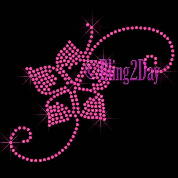 Flower with Swirls - Custom Select Color - Iron on Rhinestone Transfer Bling Hot Fix Applique Fashion Stylist - DIY