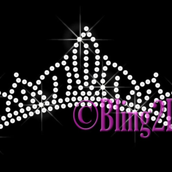 Tiara Crown - Select your Custom Color - Royalty Crown - Iron on Rhinestone Transfer Bling Beauty Pageant Hot Fix - DIY