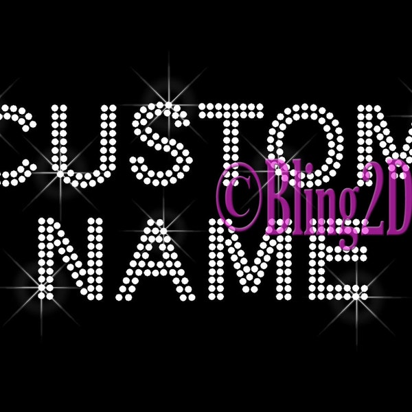 Block Font - Custom Name or Phrase - Custom Color Selection - Iron on Rhinestone Transfer Bling Font Hot Fix - DIY Rhinestone Letters