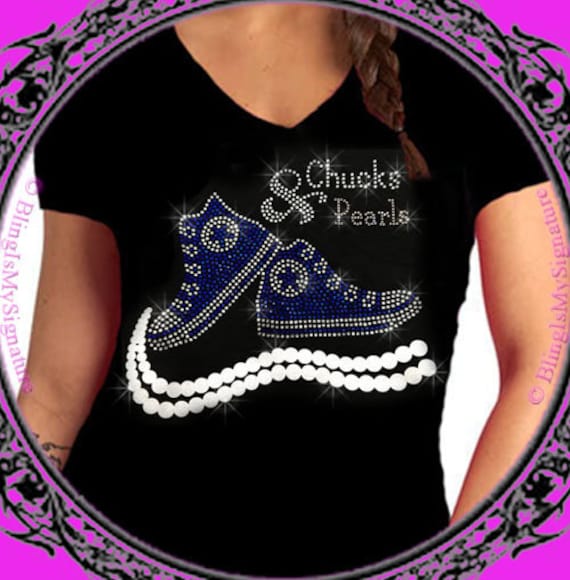 Chucks and Pearls Rhinestone Shirt Iron 