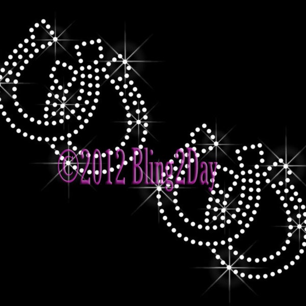 Set of 2 Double Horseshoe - Custom Color - Iron on Horseshoe Rhinestone Transfer Bling Hot Fix Western Shoe Applique - DIY Horseshoe Shirts