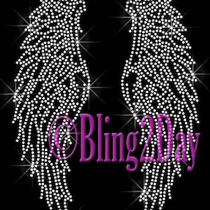 Huge Angel Wings - Custom Color Selection - Iron on Rhinestone Transfer Bling Hot Fix Applique - DIY
