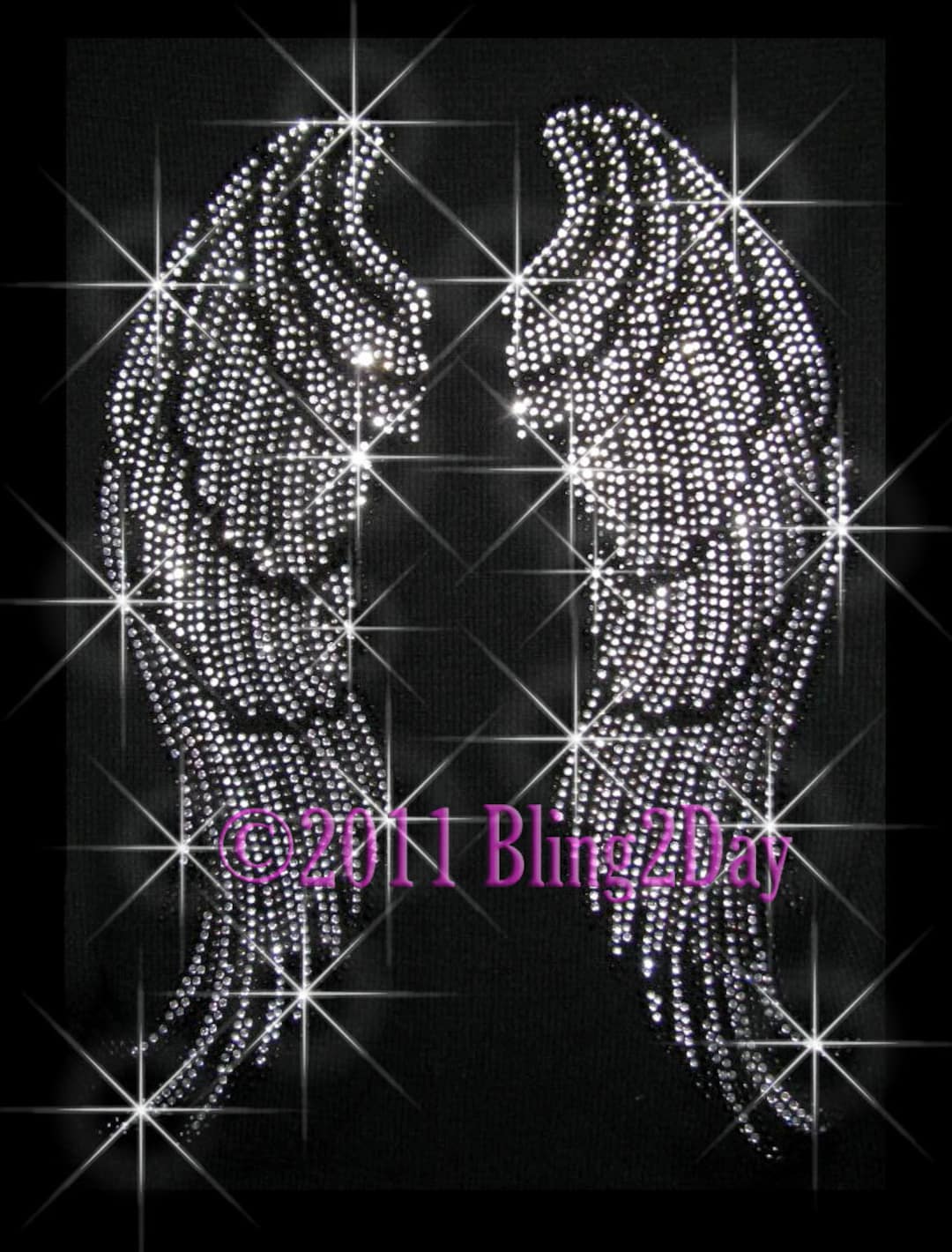 Large Angel Wings Iron on Rhinestone Transfer Rhinestone Iron on Bling