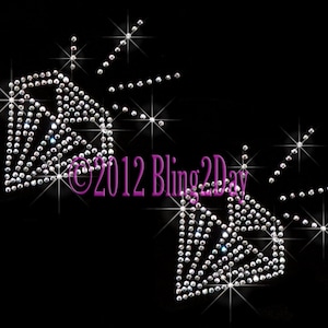 Set of 2 - (M) Diamond - Only - Iron on Rhinestone Transfer Bling Hot Fix Bridal Sparkling Diamonds Applique - DIY