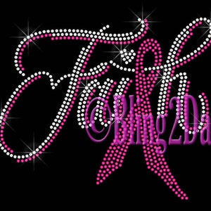 May include: Pink and white rhinestone design with the text "Bling 2 Day" in pink.