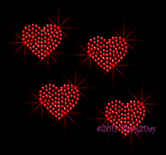 DIY Rhinestone Iron-On Transfer - Red Love Heart, 6.5" X 5.7", 596 Stones, For T-Shirts & Bags