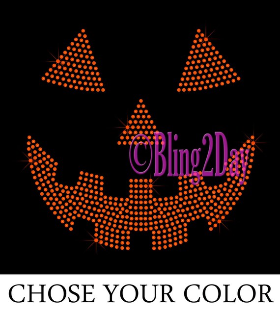 Hierro en brillo adorno de calabaza Halloween Tela Hot Fix T-Shirt transferencia Pegatinas