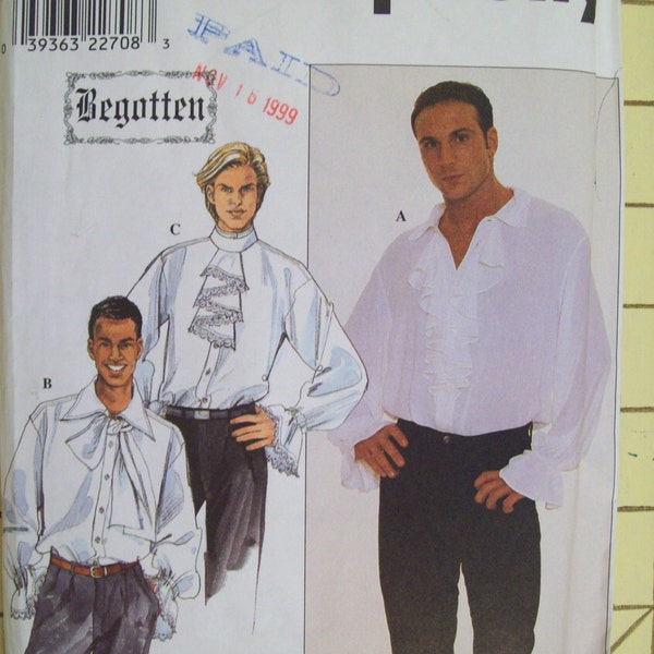 Simplicity 8615. Men's "Begotten" Ruffled Shirt Pattern. Sizes 38, 40, 42, 44. Uncut and factory folded.