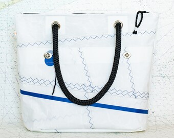 Recycled Sail Tote with Black Line