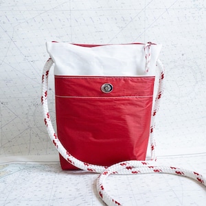 Recycled Sail Crossbody Purse with Red