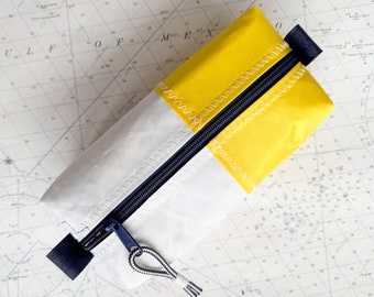 Small Recycled Sail Dopp Kit - with yellow