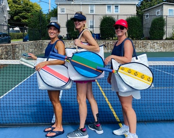 Custom Recycled Sail Tennis/Pickle Ball/Paddle Tennis Bag - Customizable Custom Order