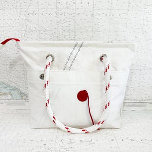 Recycled Sail Tote with Red Telltale