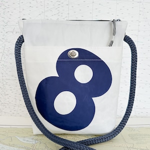 Recycled Sail Crossbody Purse with Navy #8