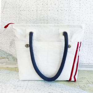 Small Recycled Sail Tote with Stripes