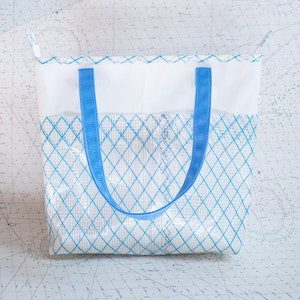Small Recycled Sail Tote with Light Blue