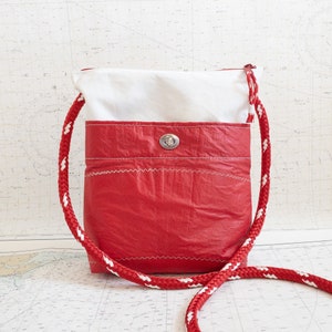 Recycled Sail Crossbody Purse with Red