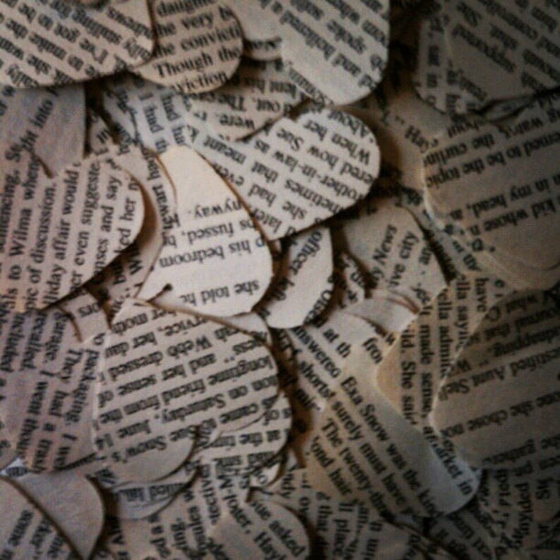Wedding Confetti Paper Hearts // Book Page Hearts Decor Etsy