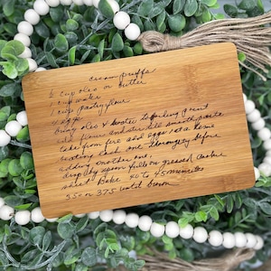 Handgeschriebenes Rezept Schneidebrett Charcuterie Brett mit Familienrezept graviert Personalisiertes Rezept Schneidebrett