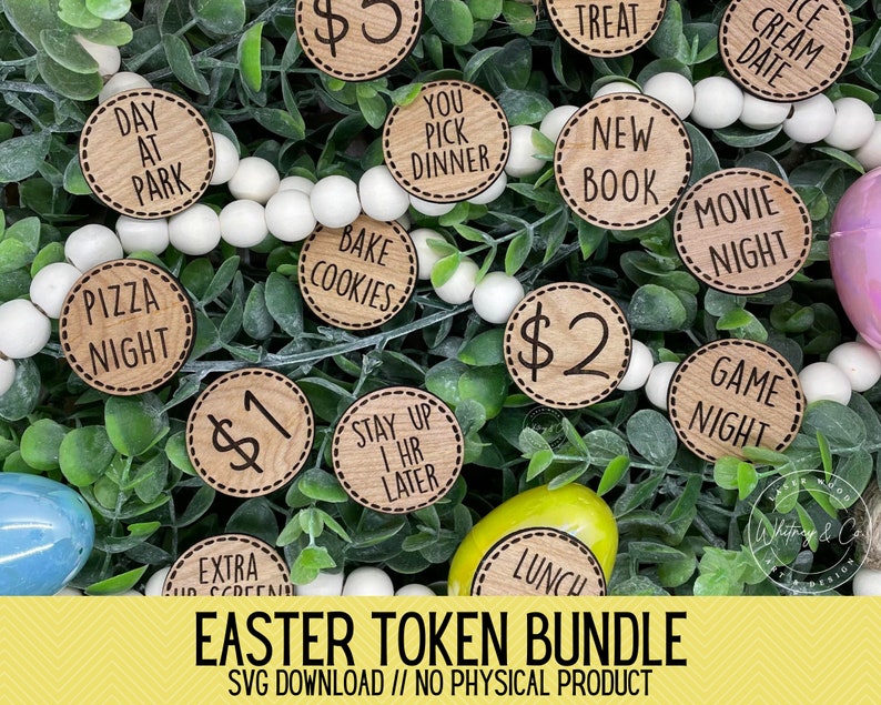 Easter Reward Tokens Svg Cut File Easter Egg Basket Prizes Coins Bunny ...