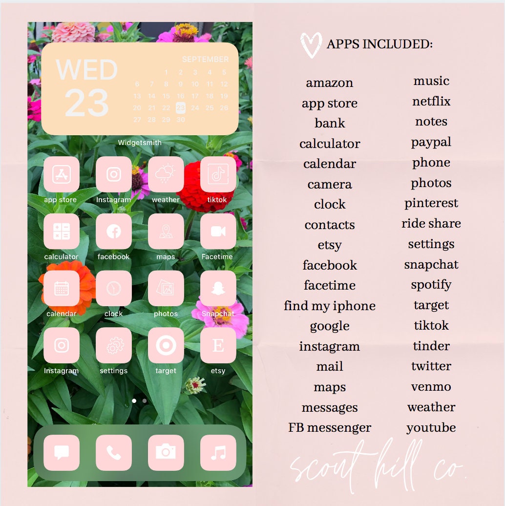Light Pink Aesthetic iOS 14 app icons social media icons Etsy