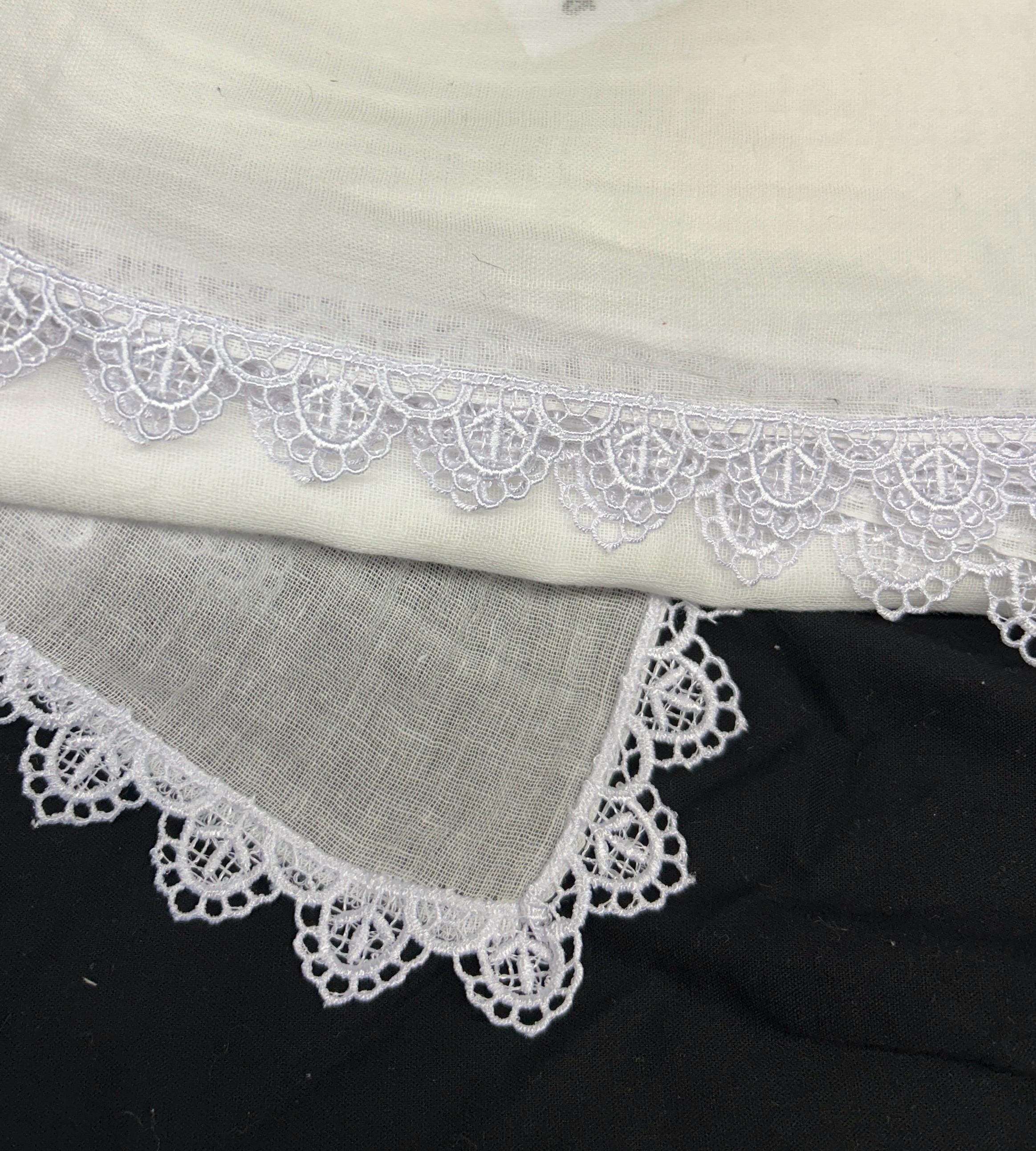 【AUBERGE】FICHU Cream Fichu Lacey Scarf Modesty Piece. 1800s Sunscreen. 36 X 36” Edged