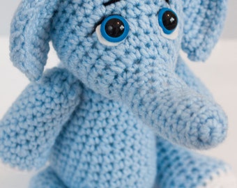 Crochet Elephant Amigurumi Toy (Blue) - Made to Order