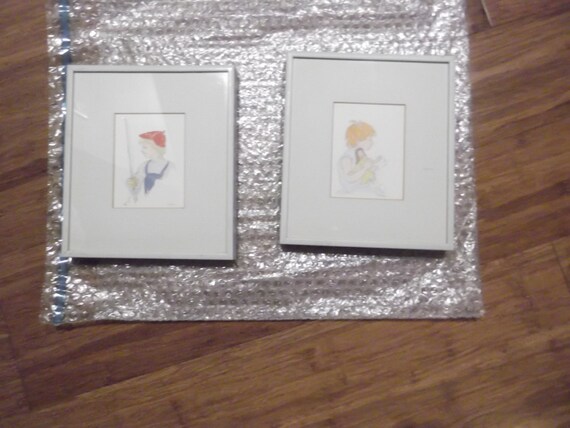 Two Pencil Drawings Of A Boy And Girl Etsy