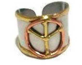 Small Peace symbol ring. Enhance your jewelry collection with this cuff statement Ring.