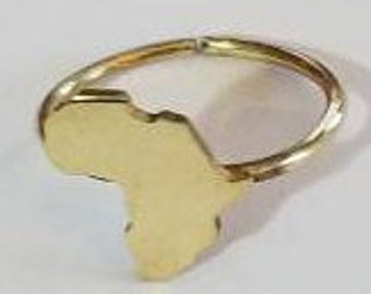 Egyptian Kemetic Jewelry! Brass Ring w/small Africa - The Homeland Charm