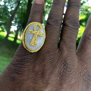 2025 Ancient Egyptian Ankh on a Moonstone ring. #StraightPathJewelry #AncientEgyptian #EgyptianKemeticJewelry