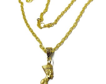 Women's History Month! Sale: Nefertiti pewter charm on a gold-plated chain. #AncientEgyptian