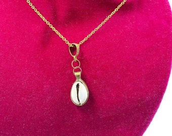 Egyptian Kemetic Jewelry! African Cowrie Shell on a 20 inch gold plated chain. Gorgeous African-inspired Jewelry