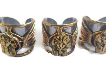 Egyptian Kemetic Jewelry! 3 Head of a Pharaoh Rings. #StraightPathJewelry #EgyptianJewelry