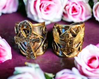 Two are better than one! Ankh & Maat ring set. #AncientEgyptian #EgyptianJewelry #EgyptianKemeticJewelry #Ankh #Maat #Ma&#39;at