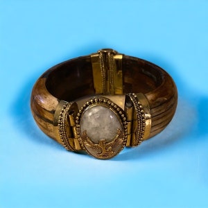 Moonstone & Maat charm on a hinged bracelet. Egyptian Kemetic Jewelry StraightPathJewelry EgyptianJewelry image 8