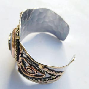 Egyptian Kemetic Jewelry Eye of Ra and Tiger's Eye semi-precious gemstone cuff bracelet. Gorgeous Egyptian-inspired jewelry image 9