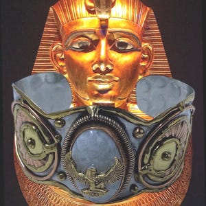 Ancient Egyptian Ma&#39;at charm featuring a captivating Moonstone gemstone on a cuff bracelet. #EgyptianKemeticJewelry #Maat #Moonstone #Maat