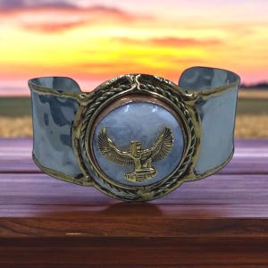 Moonstone & Maat charm on a stainless steel bracelet. #StraightPathJewelry #EgyptianJewelry #EgyptianKemeticJewelry #Moonstone #Maat #Ma&#39;at