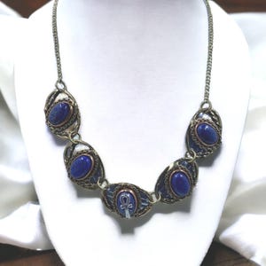 Lapis Lazuli Necklace: Kemetic Ankh Pendant, Ancient Egyptian Jewelry