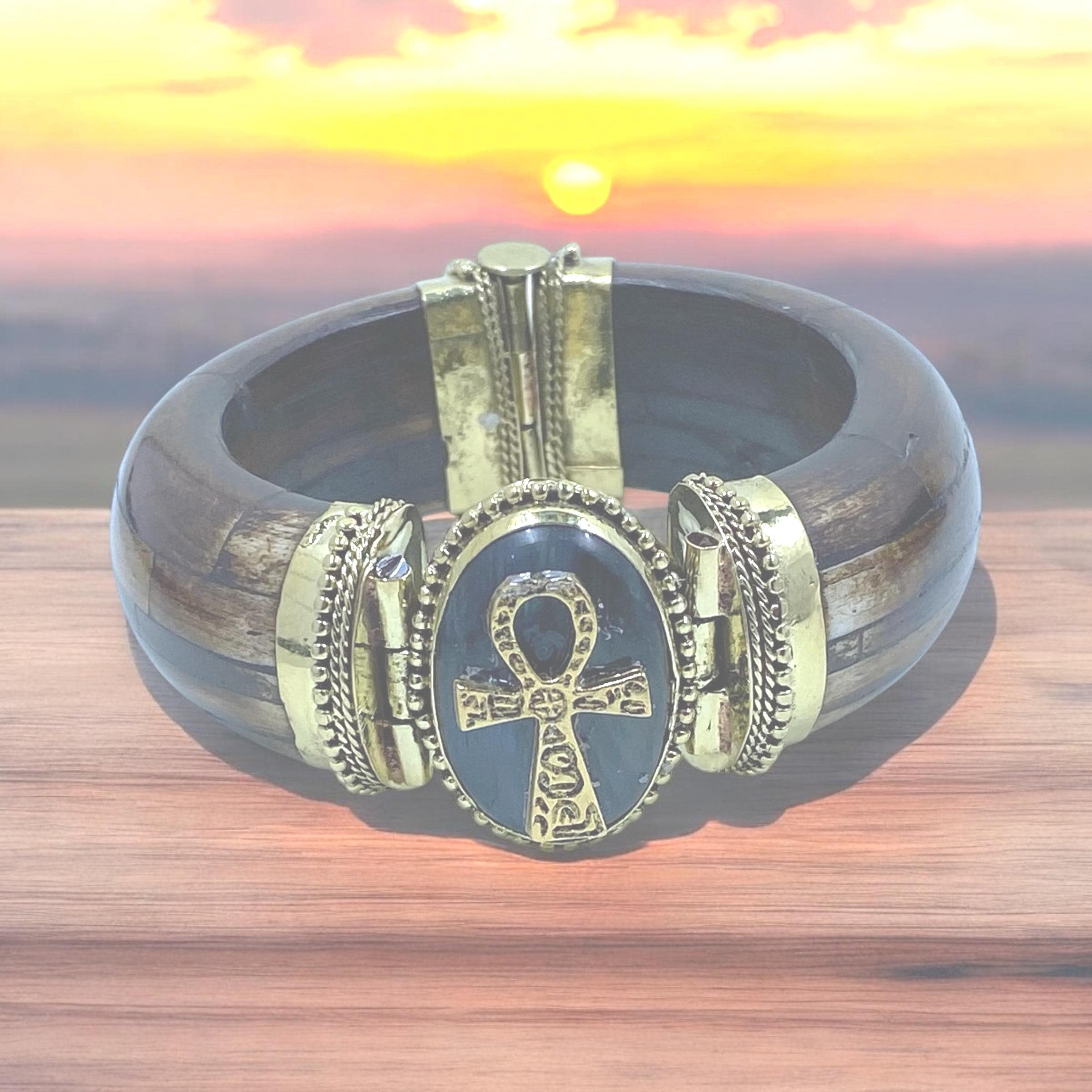 Hinged Ankh bracelet, enhanced by a captivating Labradorite Perfect  for ancient Egyptian #KemeticJewelry #Ankh #Labradorite